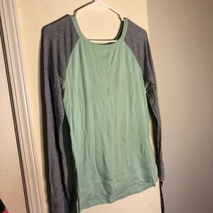Cyan and gray long sleeved shirt